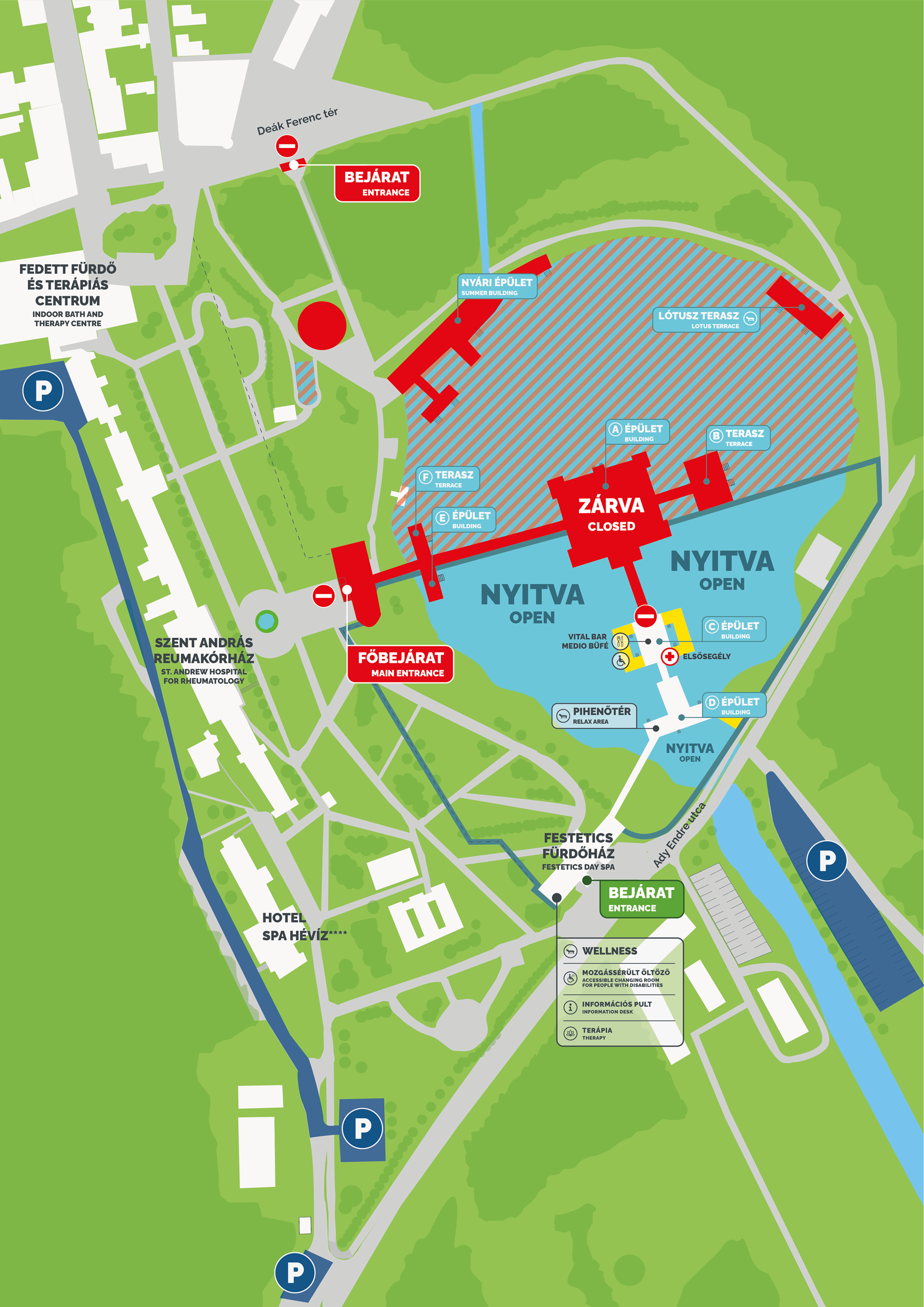 Tófürdő téli nyitvatartás térkép 2025.02