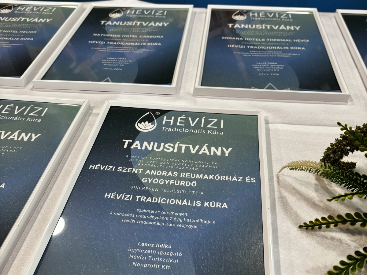 Hévízi Tradicionális Kúra tanúsító oklevél